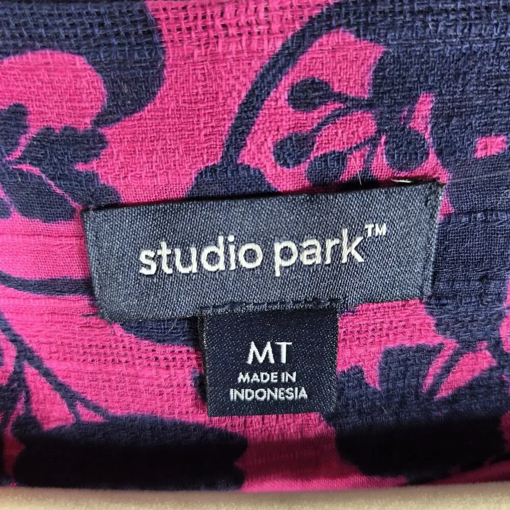 Studio Park x Amy Stran Dress Medium Berry Navy Floral Belted Boho Peasant - Picture 7 of 13